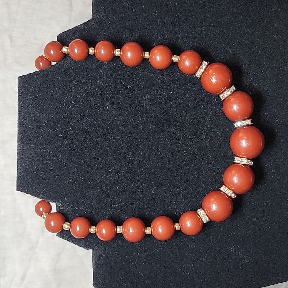 Upcycled Chocolate Colored Choker with Gold Tone Accents